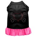 Petpal Rhinestone Heart & Crossbones Dress; Black with Bright Pink - Extra Large - Size 16 PE923941